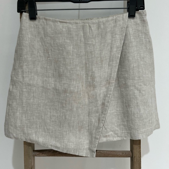 Quince European Linen High Rise Skort Flax Beige Side Zipper Size 2 Minimalist - Picture 2 of 14